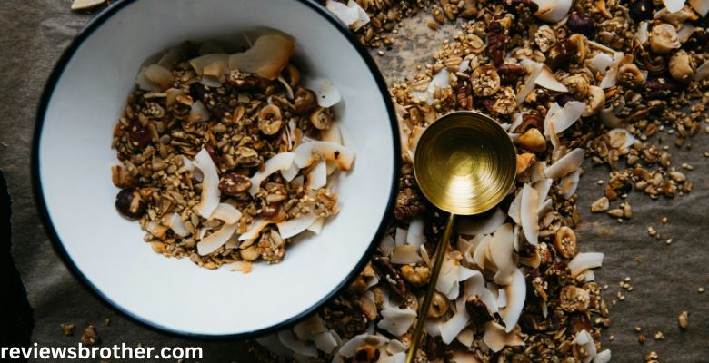 showcasing a bowl of chopped nuts which is done by a nut chopper and kept in bowl
