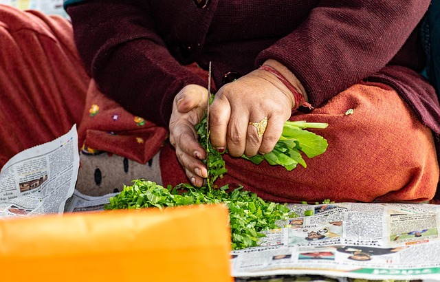 chopping veggies using manual chopper